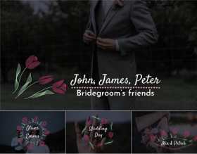 Pr字幕模板 6组浪漫玫瑰花朵婚礼文字人名标题 Pr素材